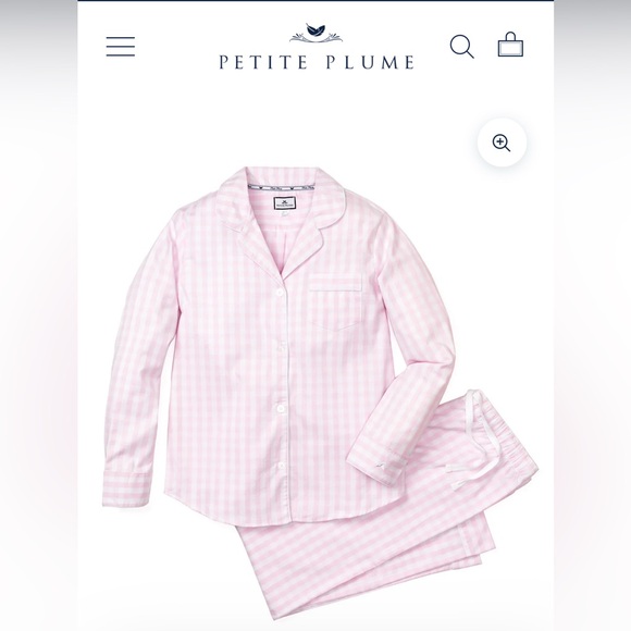 Petite Plume Pajama Set - Pink Gingham print. Brand new! - Picture 1 of 8